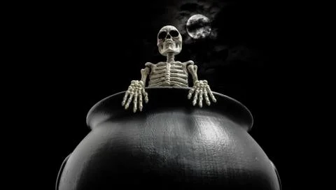 Dramatic Skeleton From Cauldron Stock Photos