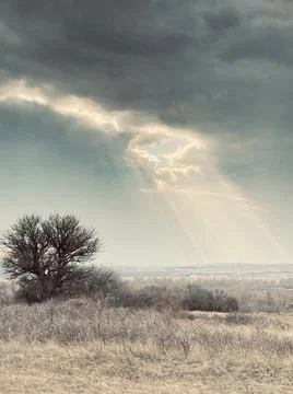 Dramatic Skies With Clouds And Sun Beams Stock Photos