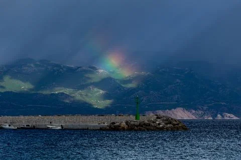Dramatic sky after a storm, clouds over the Velebit Mountains in Croatia, a.. Stock Photos