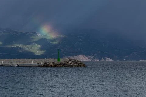 Dramatic sky after a storm, clouds over the Velebit Mountains in Croatia, a.. Stock Photos