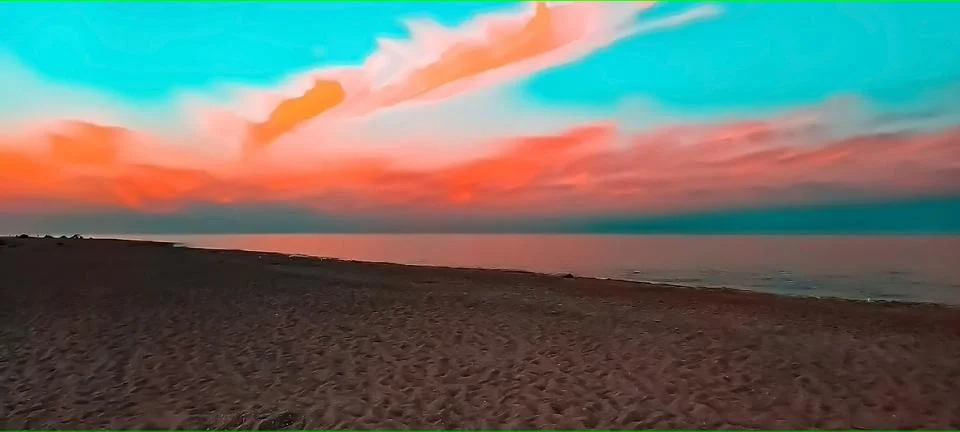 Dramatic sky after sunset over the sand beach on the sea. Sunset Sky on Twilight Stock Photos