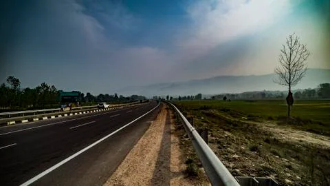 Dramatic sky and highway road to Manali, Himachal Pradesh Stock Photos