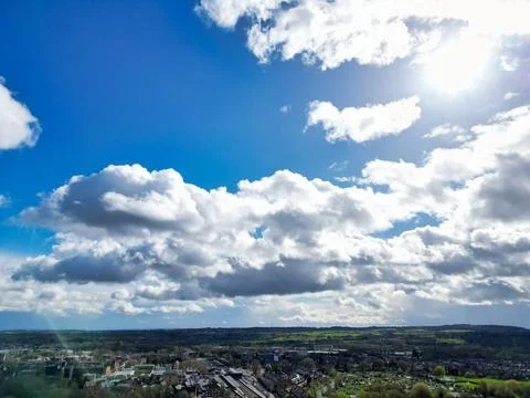 Dramatic Sky and Rain Clouds over City of England UK Stock Photos