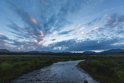 Dramatic sky and river Stock Photos