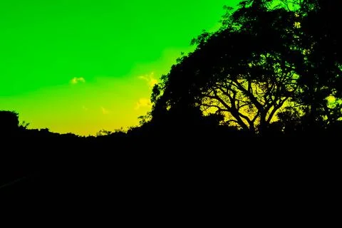 Dramatic sky and silhouettes at dusk in southern Brazil Stock-Fotos