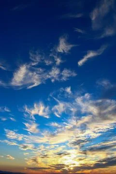 Dramatic sky and sunset. cumulus clouds Stock Photos