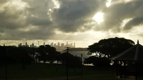 Dramatic sky around sunset over Watsons Bay in Sydney 6K Stock Footage 302951141
