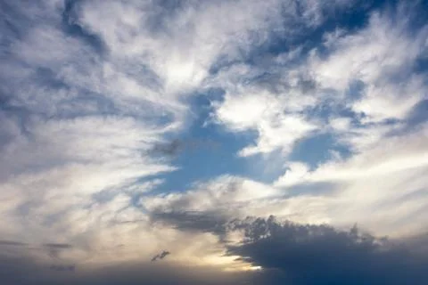 Dramatic sky background with clouds. Nature backdrop. Stock Photos