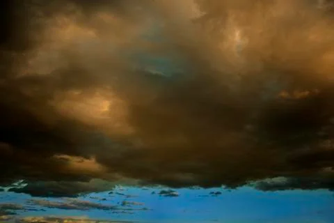Dramatic Sky Background. Stormy Clouds in Dark Sky. Moody Cloudscape. 写真素材
