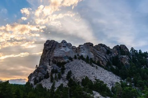 A dramatic Sky Behind Mount Rushmore Stock Photos