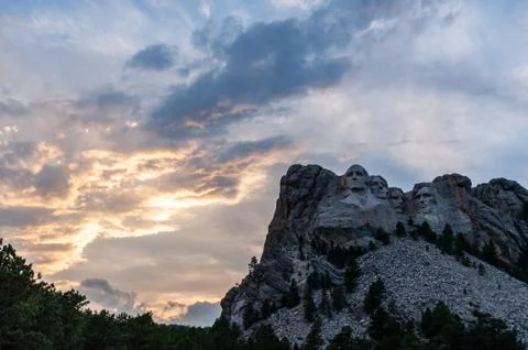 A dramatic Sky Behind Mount Rushmore Stock Photos