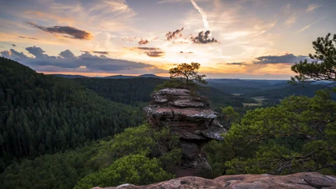 Dramatic Sky at Buchkammerfels during Sunset - 4K Timelapse Stock Footage 332829025