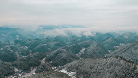 Dramatic Sky Cloud Layers Scenic Winter Aerial Timelapse Stock Footage 320878509