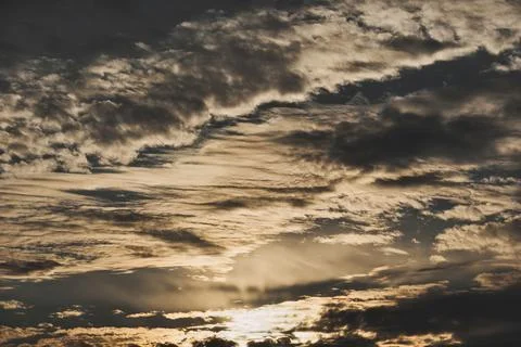 Dramatic Sky with Cloud Layers at Sunset 스톡 사진