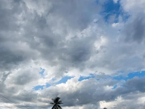 Dramatic Sky with Clouds and Blue Patches 스톡 사진