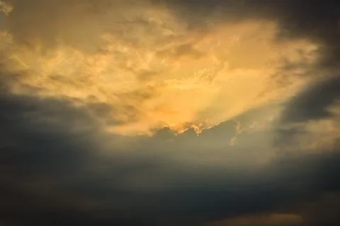 Dramatic sky clouds / Sky sunset over with clouds the storm beautiful yellow  Stock Photos