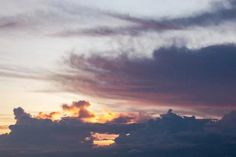 Dramatic Sky with Clouds at Sunset 스톡 사진