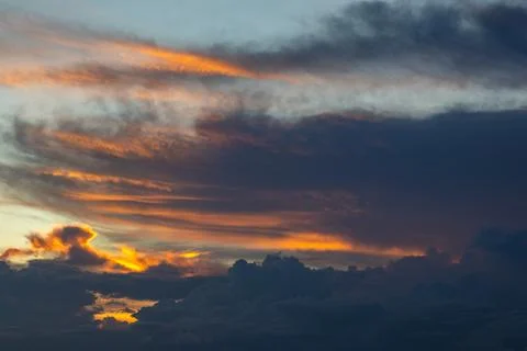 Dramatic Sky with Clouds at Sunset 스톡 사진