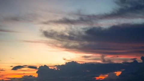 Dramatic Sky with Clouds at Sunset Stock Photos