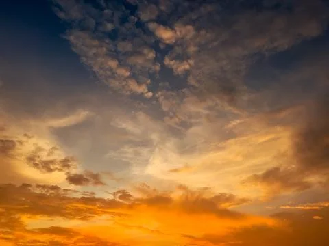 Dramatic Sky with Clouds at Sunset 스톡 사진