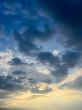 Dramatic Sky with Clouds at Sunset 스톡 사진
