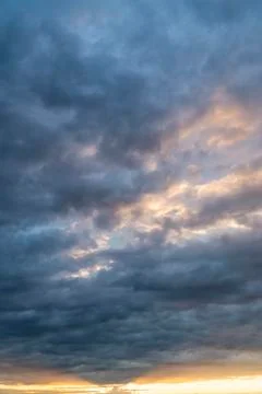 Dramatic sky with colorful clouds Stock Photos