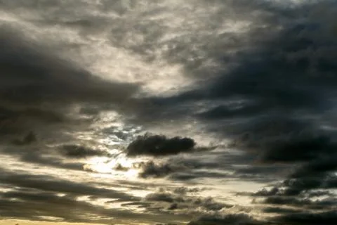 Dramatic sky with dark clouds Stock Photos