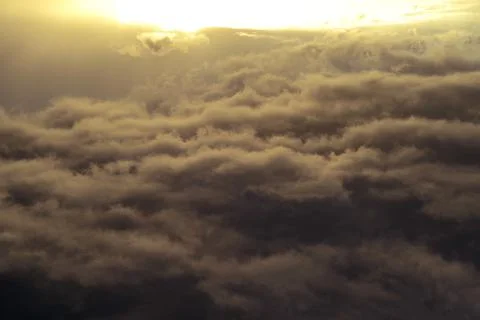 Dramatic sky with dark heavy clouds before storm Stock Photos