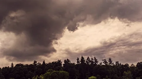 Dramatic Sky with Dark Storm Clouds Over forest 库存影片 313297483