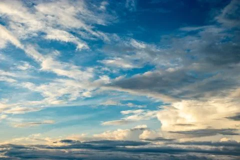 Dramatic sky at evening filled with clouds 스톡 사진