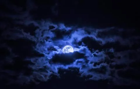 Dramatic sky with full moon Stock Photos