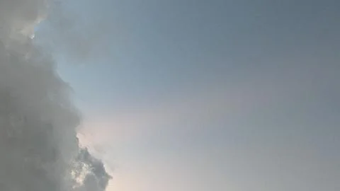 Dramatic Sky with Grey Clouds Edge and Blue Sky Backdrop, Peaceful Atmosphere Stock Photos