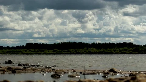 Dramatic sky with grey clouds over the city before the storm. Weather before or Stock Footage 169650928