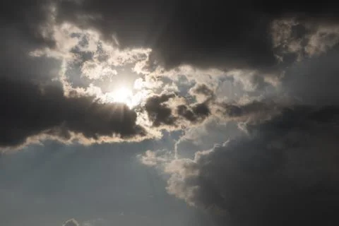 Dramatic sky with heavy clouds. Stock Photos