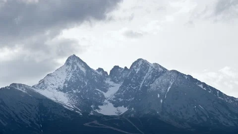 Dramatic sky with heavy clouds Timelapse 4K video over the Lomnicky siit (peak)  Stockbeeldmateriaal 132128784