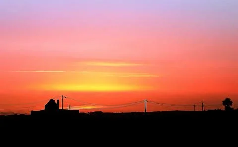 Dramatic sky landscape at sunset Foto stock