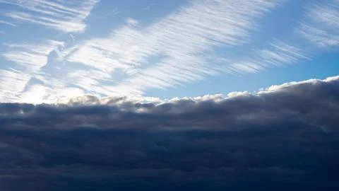 Dramatic sky with layered clouds. Stock Photos
