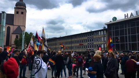Dramatic Sky LGBT Protest Cologne Stock Footage 108400032