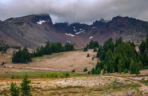 Dramatic Sky from a Meadow on the Broken Top Trail, Three Sisters Wilderness Stock Photos