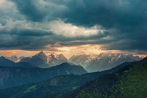 Dramatic sky mountains 写真素材