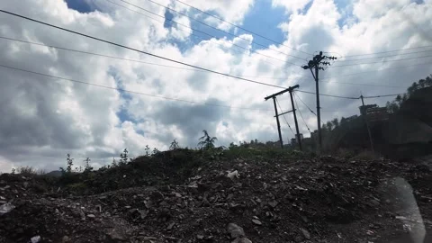 Dramatic sky over barbed wire fence near kalka shimla toy train, india Stock Footage 333981912