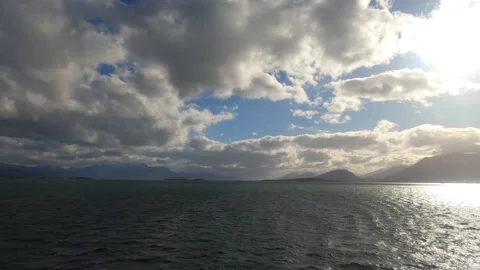 Dramatic sky over Beagle Channel near Ushuaia, Tierra del Fuego, Argentina Видео 335275419