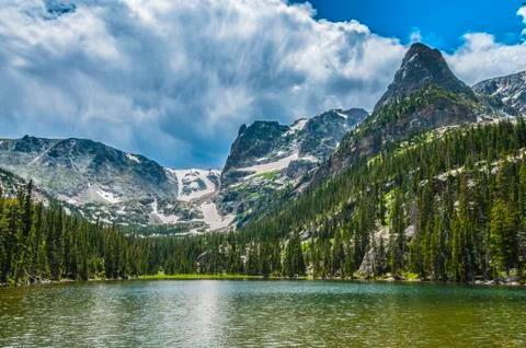 Dramatic sky over beautiful lake odessa Stock Photos