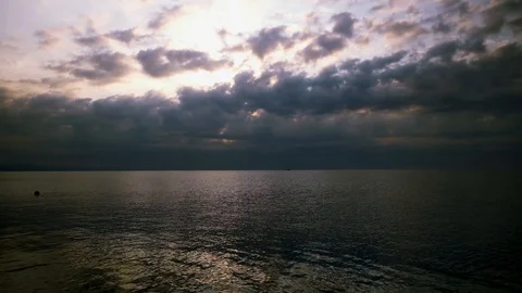 Dramatic Sky Over the Calm Sea Stock Footage 115126118