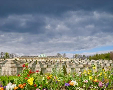 Dramatic sky over castle Stock Photos