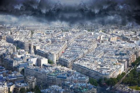 Dramatic sky over the city Stock Photos