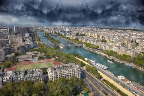 Dramatic sky over the city Stock Photos