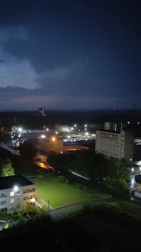 Dramatic sky over the city. Storm clouds move quickly during a storm Stock Footage 314152980