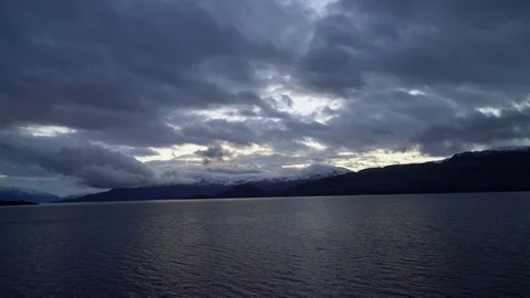 Dramatic sky over fjord Stock Footage 73246897
