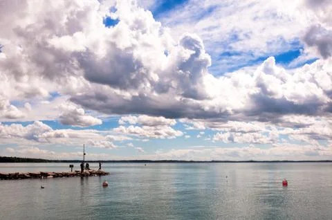 Dramatic sky over Garda lake - Italy Stock Photos